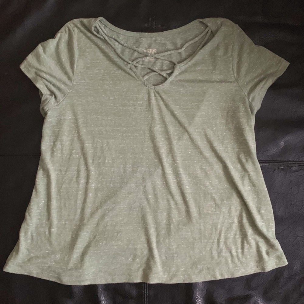 Olive green heathered criss cross top